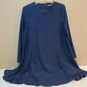 Refka Womens size 8 mid‎ length dress Long Sleeve Blue fringe bottom